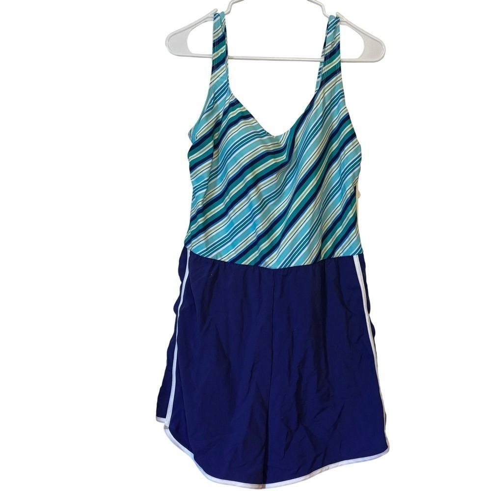 Gabar Women's Swimsuit 16 NWT One Piece Dress Shorts Blue